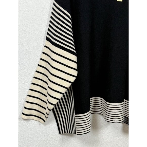 Max Studio London Women’s Oversized Striped Cape Sweater, Size -L - Picture 3 of 11